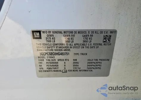 2017 Chevrolet Silverado C1500 Ltz from USA, damaged, VIN 3GCPCSEC8HG483751